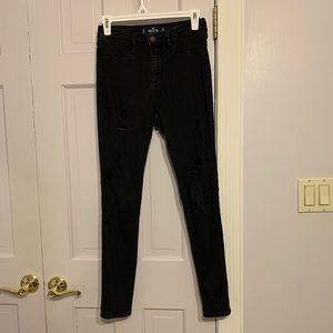 Black ripped 7/8 length skinny jeans